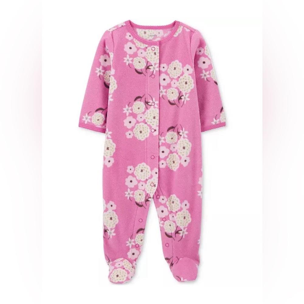 Baby Girls Floral Snap-Up Fleece Sleep & Play Footed Coverall